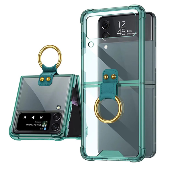 Shockproof Airbag Hard Case with Soft Edges & Ring Stand for Galaxy Z Flip3