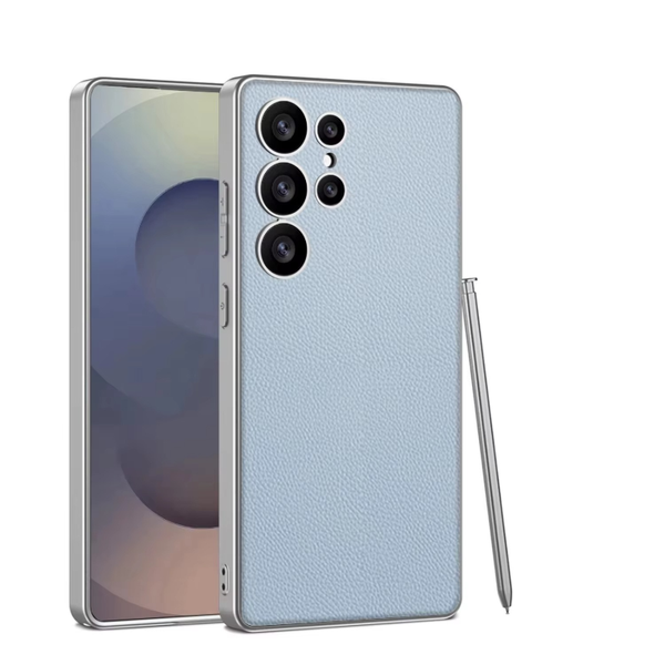 Premium Metallic Electroplated Leather Slim Case for Galaxy S25 Ultra